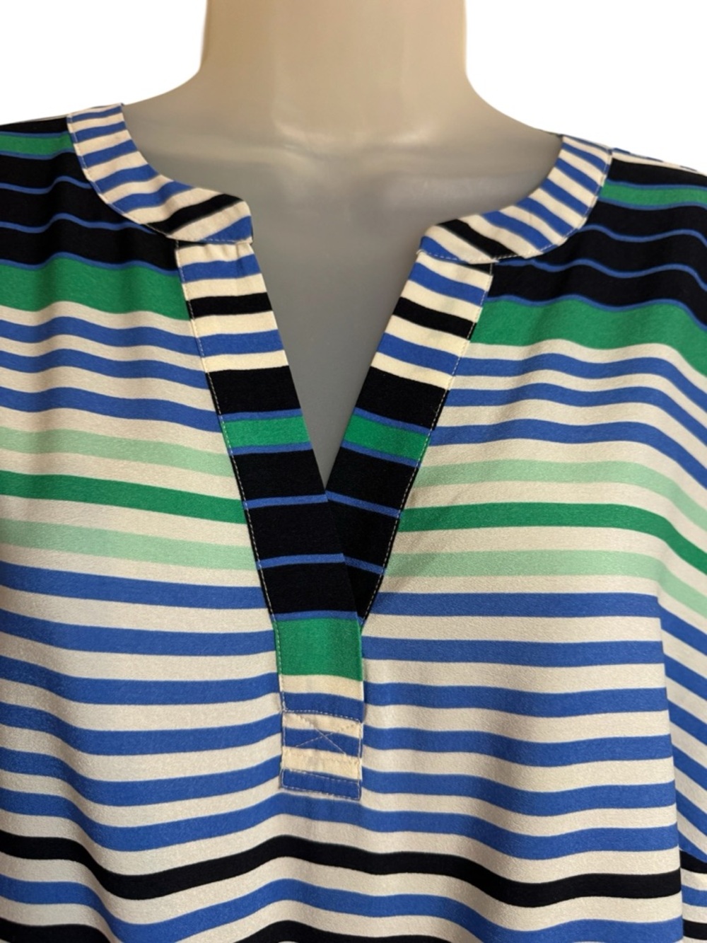 TALBOT'S  Blue, Green & White Striped V‑Neck Spring/Summer Top  2X/PETITE    #10 - Picture 2 of 6